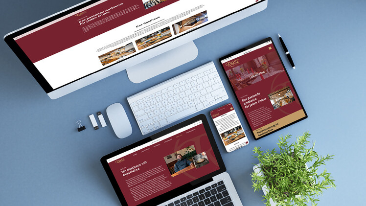 ideenspinner: Website, Gasthaus Rose, Screendesign, Text, Konzept, Fotografie, Koordination